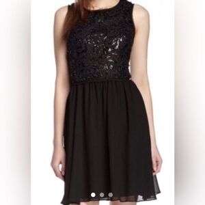 Max Studio Women’s Sz 4‎ Mini Dress Cocktail Party Black Sequin Formal Chiffon S